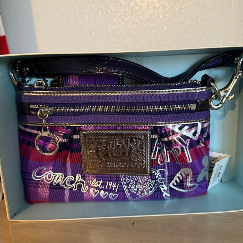 Coach Poppy Handbag with Plaid Design
